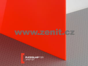 Červené plexisklo Plexiglas GS 3mm 3H67 (prop. 3%)