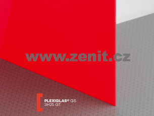 Červené plexisklo Plexiglas GS 3mm 3H25 (prop. 4%)